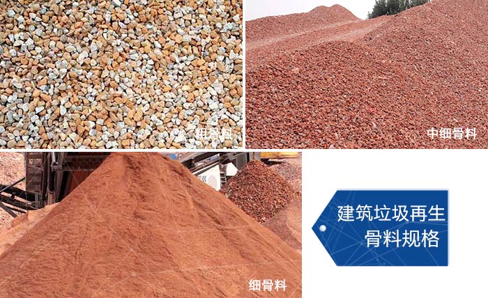 多種不同規格的建筑垃圾骨料，可代替機制砂 