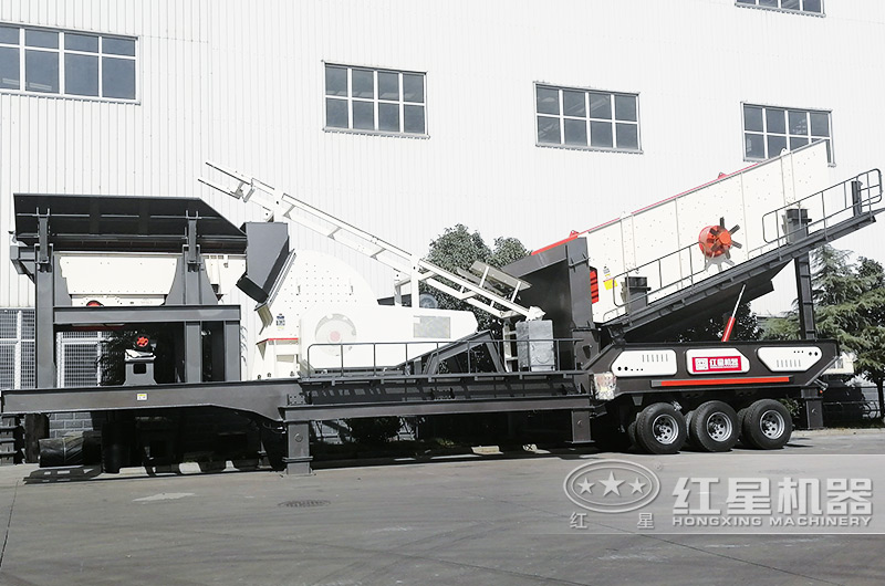 安山巖輪胎式移動破碎站,給料+破碎+篩分 安山巖輪胎式移動破碎站,給料+破碎+篩分